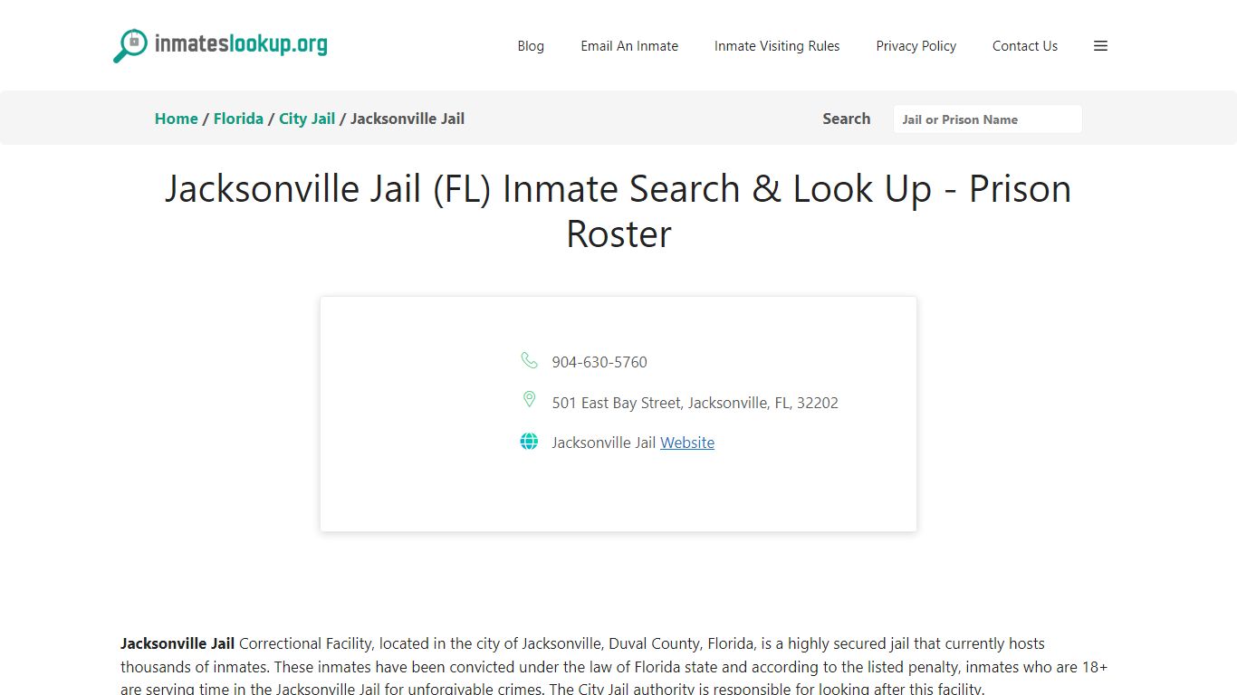 Jacksonville Jail (FL) Inmate Search & Look Up - Prison Roster